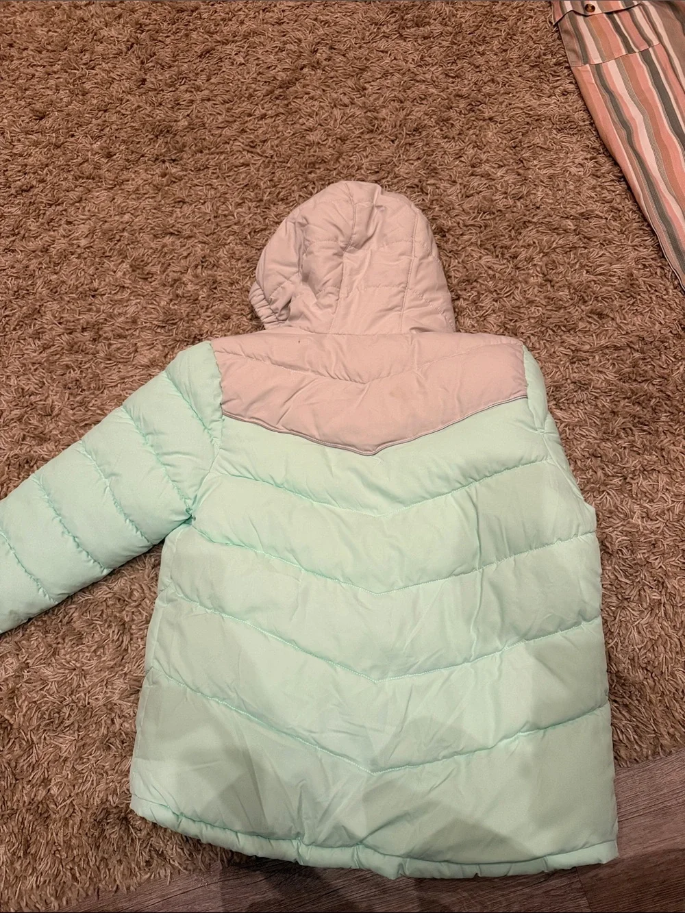 Eddie Bauer Mint Green & Light Gray Sherpa-Lined Hooded Puffer - Kids